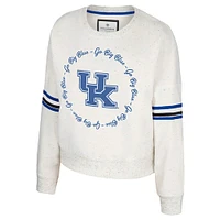 Women's Colosseum Natural Kentucky Wildcats Novelist Speckle Fleece Pullover Sweatshirt