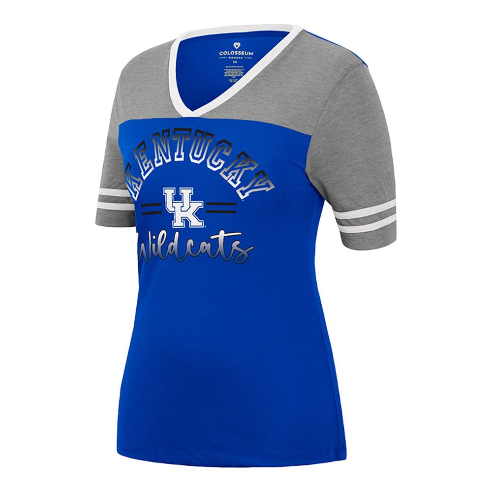 Women's Colosseum Royal/Heathered Gray Kentucky Wildcats There You Are V-Neck T-Shirt