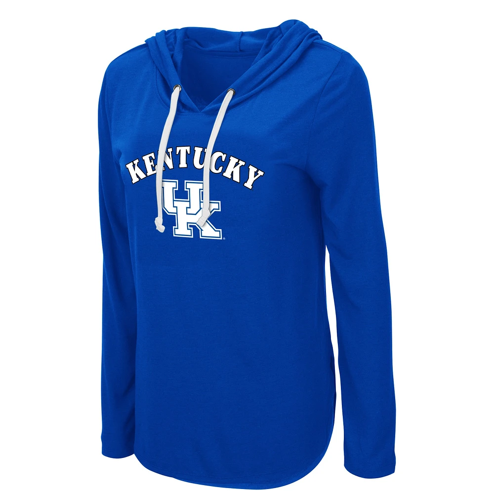 Women's Colosseum Royal Kentucky Wildcats My Lover Lightweight Hooded Long Sleeve T-Shirt