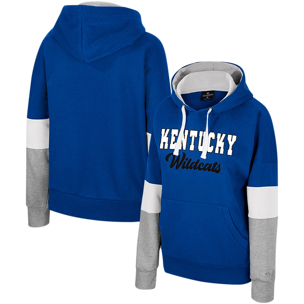 Sweat à capuche surdimensionné blocs de couleurs Colosseum Royal Kentucky Wildcats pour femmes