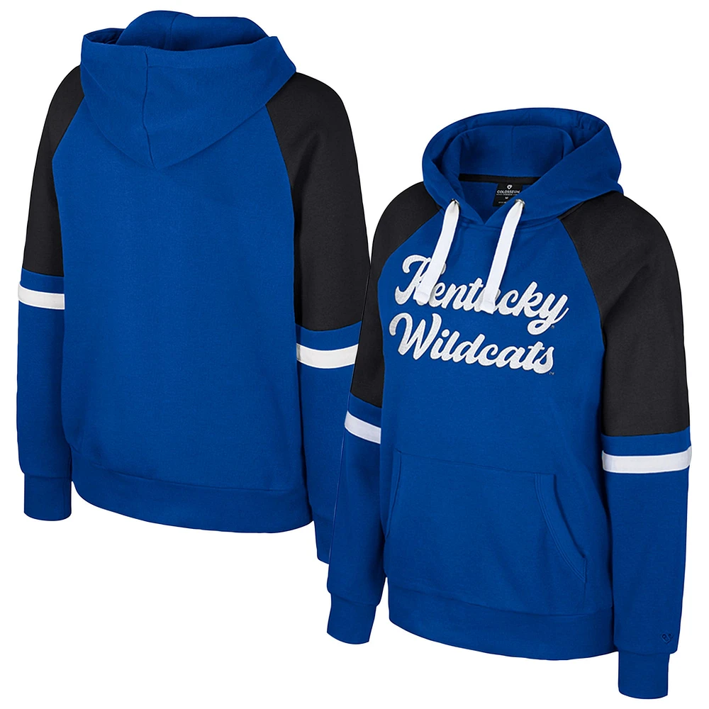 Sweat à capuche surdimensionné blocs de couleurs pour femme Colosseum Royal Kentucky Wildcats