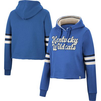 Women's Colosseum Royal Kentucky Wildcats Retro Cropped Pullover Hoodie