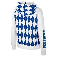 Veste zippée complète Dealio Argyle pour femme Colosseum White Kentucky Wildcats