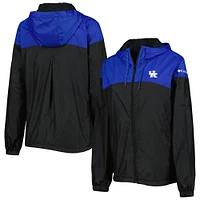 Veste coupe-vent à capuchon et glissière pleine longueur Columbia Wildcats du Kentucky pour femme, noir/royal