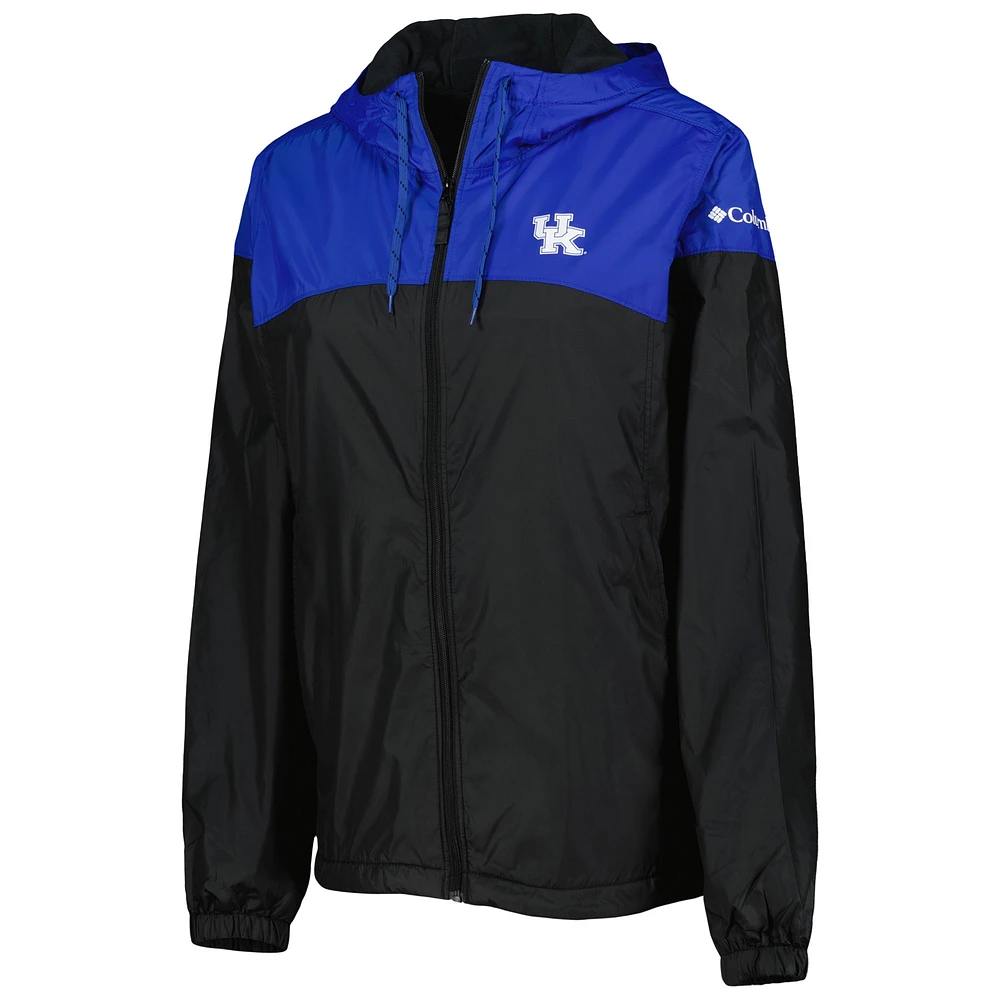 Women's Columbia Black/Royal Kentucky Wildcats Flash Forward Full-Zip Hoodie Windbreaker Jacket