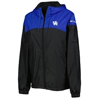 Veste coupe-vent à capuchon et glissière pleine longueur Columbia Wildcats du Kentucky pour femme, noir/royal