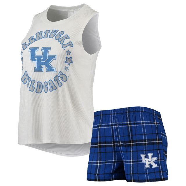 Ensemble de nuit avec débardeur et short en flanelle pour femme Concepts Sport Royal/Blanc Kentucky Wildcats