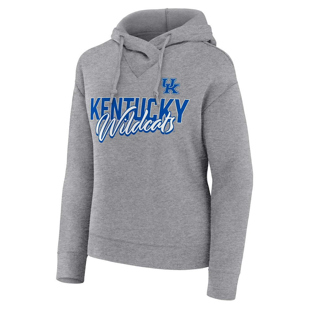 Women's Fanatics Heather Gray Kentucky Wildcats Script Favorite Pullover Hoodie