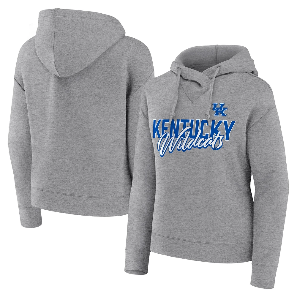 Women's Fanatics Heather Gray Kentucky Wildcats Script Favorite Pullover Hoodie