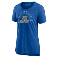 T-shirt à trois mélanges délavé pour femme Fanatics Heather Royal Kentucky Wildcats Badge