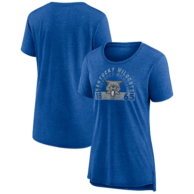 T-shirt à trois mélanges délavé pour femme Fanatics Heather Royal Kentucky Wildcats Badge