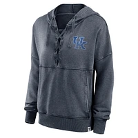 Women's Fanatics Heathered Charcoal Kentucky Wildcats Overall Speed Lace-Up Pullover Hoodie