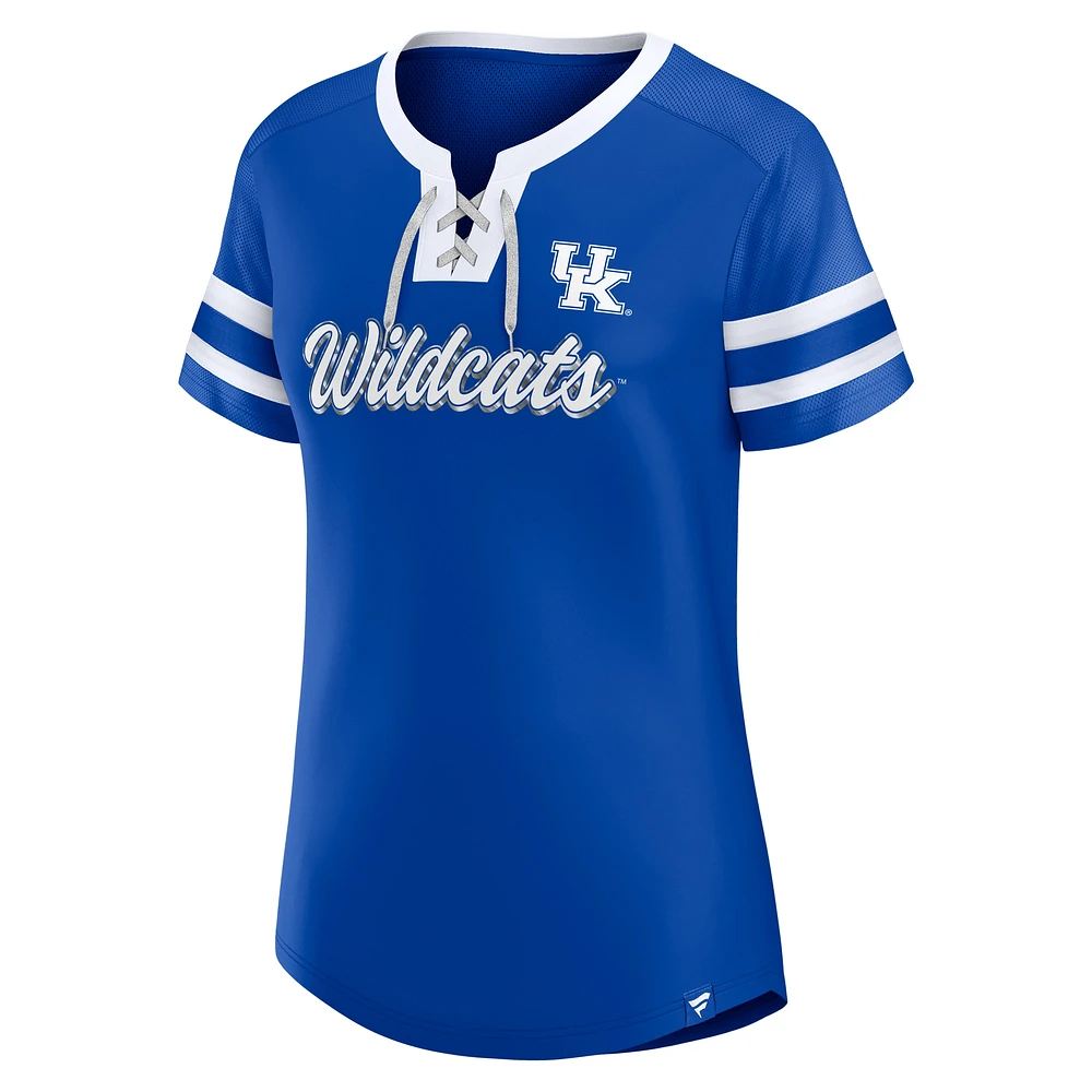 Women's Fanatics  Royal Kentucky Wildcats Iconic Athena Lace-Up T-Shirt