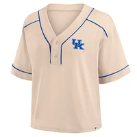 Women's Fanatics Tan Kentucky Wildcats Oversized Dominant Force Cropped V-Neck T-Shirt