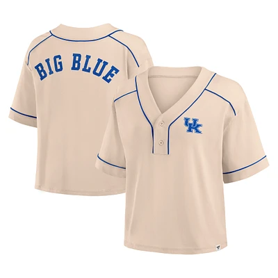 Women's Fanatics Tan Kentucky Wildcats Oversized Dominant Force Cropped V-Neck T-Shirt