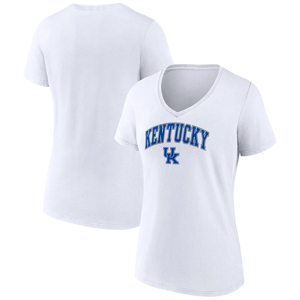 T-shirt à col en V blanc pour femmes Fanatics Kentucky Wildcats Campus