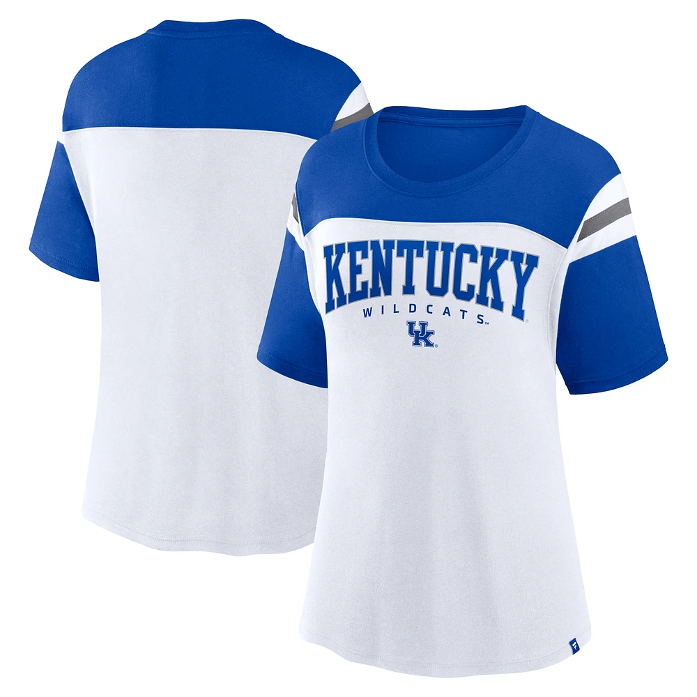 Women's Fanatics White Kentucky Wildcats Color-Block Fundamental Winning T-Shirt