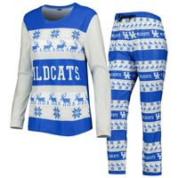 Women's FOCO Royal Kentucky Wildcats Ugly Long Sleeve T-Shirt & Pajama Pants Sleep Set