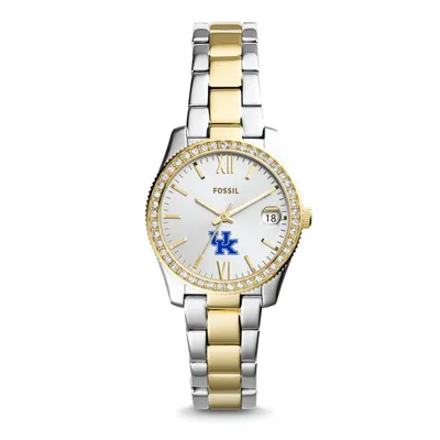 Kentucky Wildcats Fossil Women's Scarlette Mini Two Tone Stainless Steel Watch