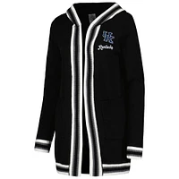 Women's Gameday Couture Black Kentucky Wildcats One More Round Tri-Blend Striped Hooded Cardigan Sweater