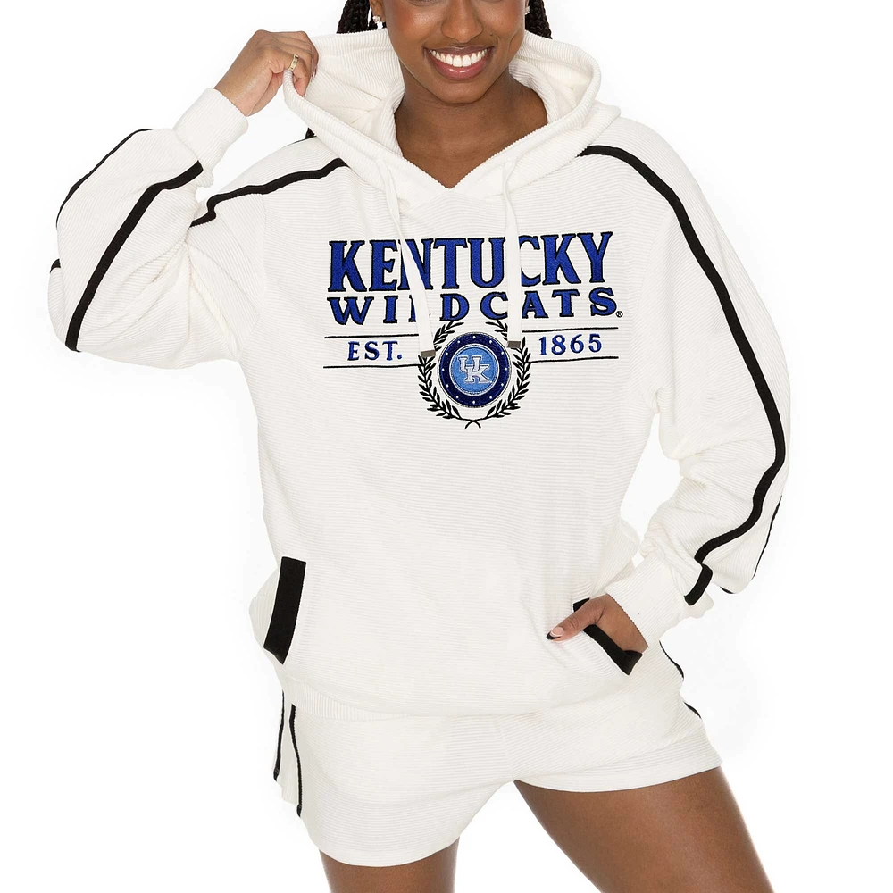 Women's Gameday Couture Cream Kentucky Wildcats Down, Set, Go Pullover Hoodie and Shorts Set