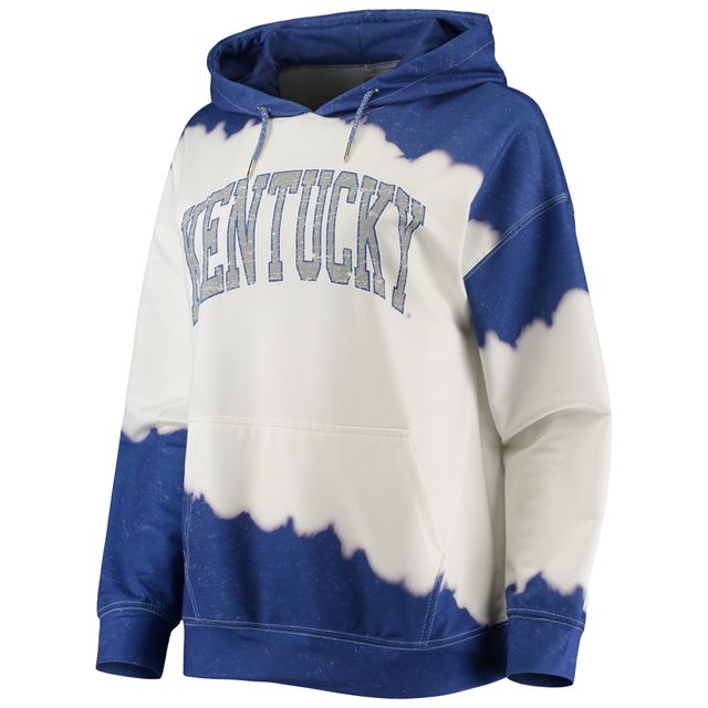 Pull à capuche pour femme Gameday Couture blanc/Royal Kentucky Wildcats For the Fun double teint par trempage