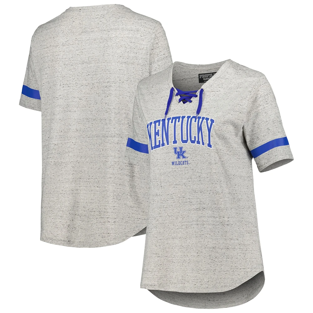 Women's Heather Gray Kentucky Wildcats Plus Lace-Up T-Shirt