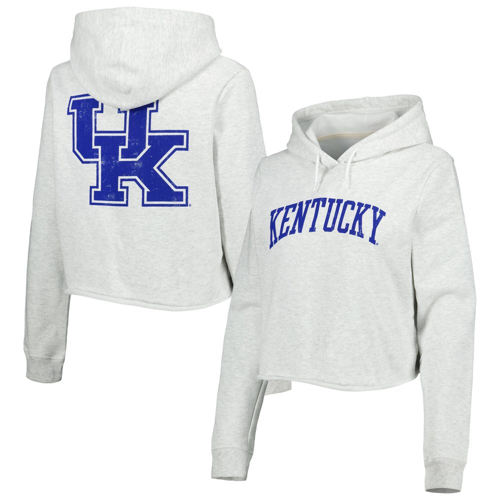 Women's League Collegiate Wear Ash Kentucky Wildcats 2-Hit 1636 Cropped Pullover Hoodie