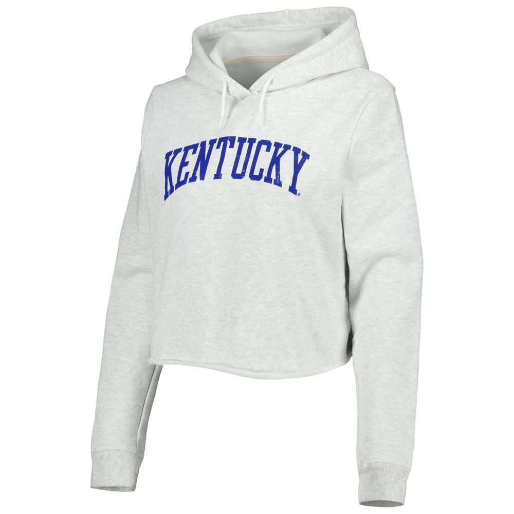 Women's League Collegiate Wear Ash Kentucky Wildcats 2-Hit 1636 Cropped Pullover Hoodie