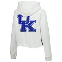 Women's League Collegiate Wear Ash Kentucky Wildcats 2-Hit 1636 Cropped Pullover Hoodie