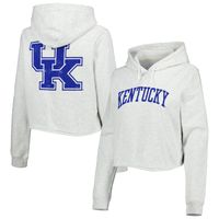 Women's League Collegiate Wear Ash Kentucky Wildcats 2-Hit 1636 Cropped Pullover Hoodie