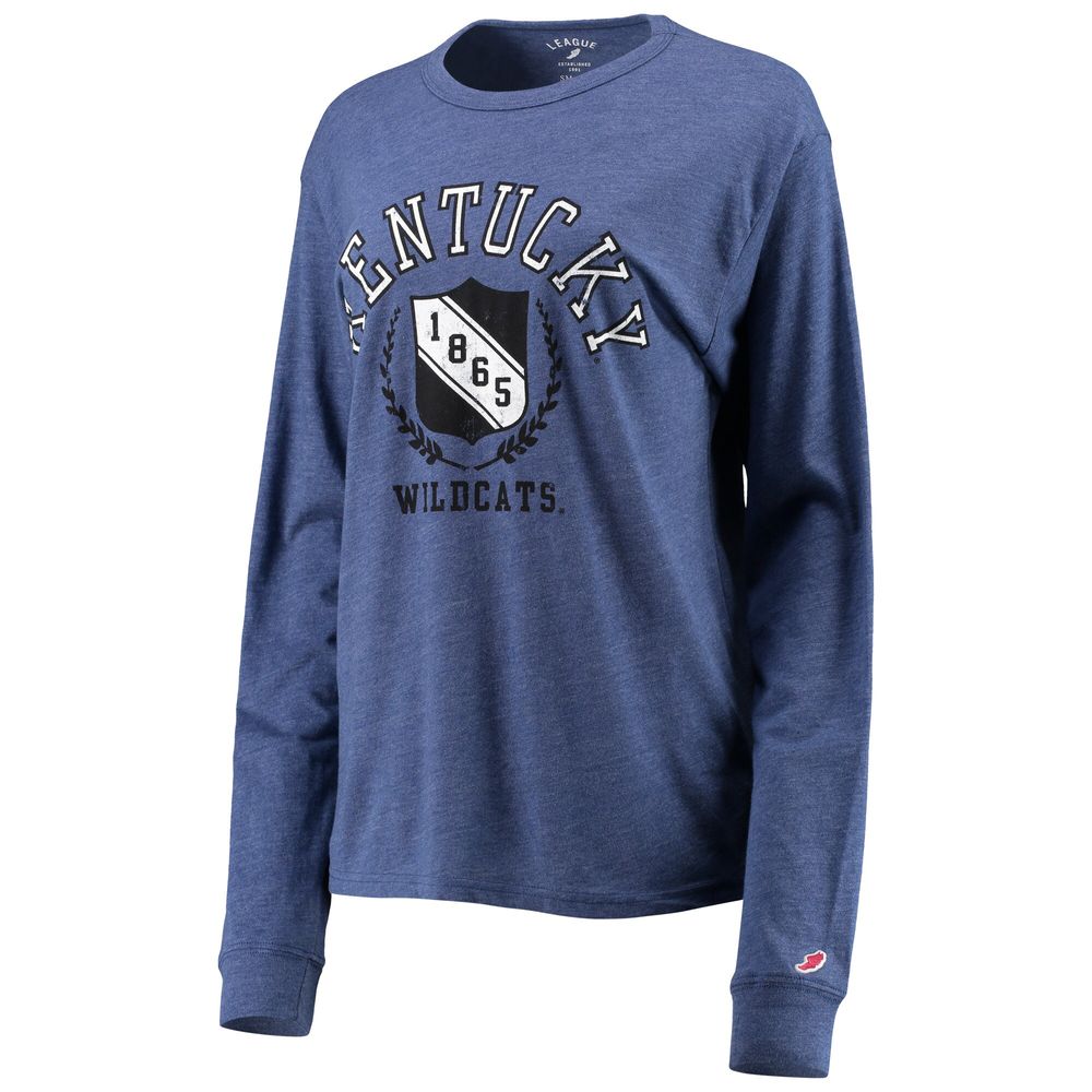 Women's League Collegiate Wear Heathered Royal Kentucky Wildcats Seal Victory Falls Oversized Tri-Blend Long Sleeve T-Shirt