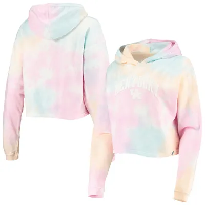 Kentucky Wildcats League Collegiate Wear Women's Tie-Dye Cropped Pullover Hoodie - Pink/White