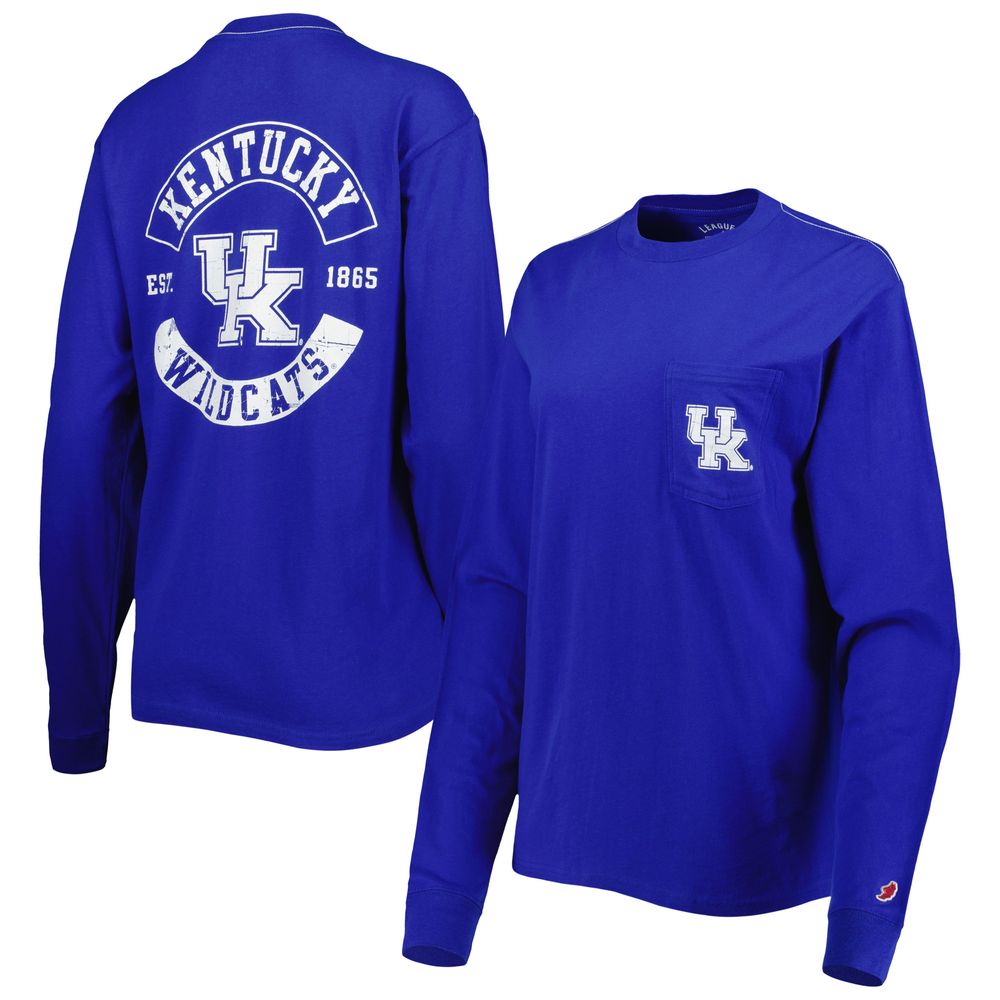 Women's League Collegiate Wear Royal Kentucky Wildcats Oversized Pocket Long Sleeve T-Shirt