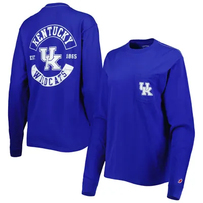 Kentucky Wildcats League Collegiate Wear Women's Oversized Pocket Long Sleeve T-Shirt - Royal