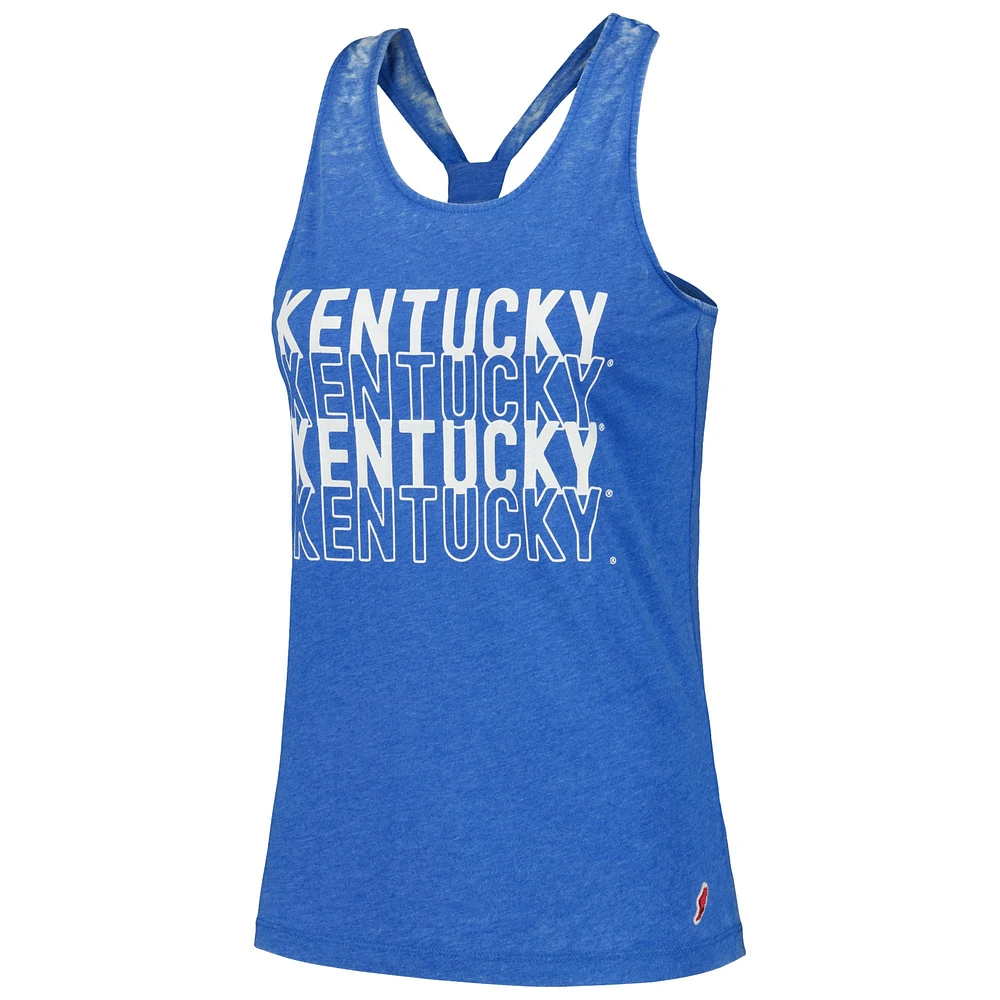 Women's League Collegiate Wear Royal Kentucky Wildcats Stacked Name Racerback Tank Top