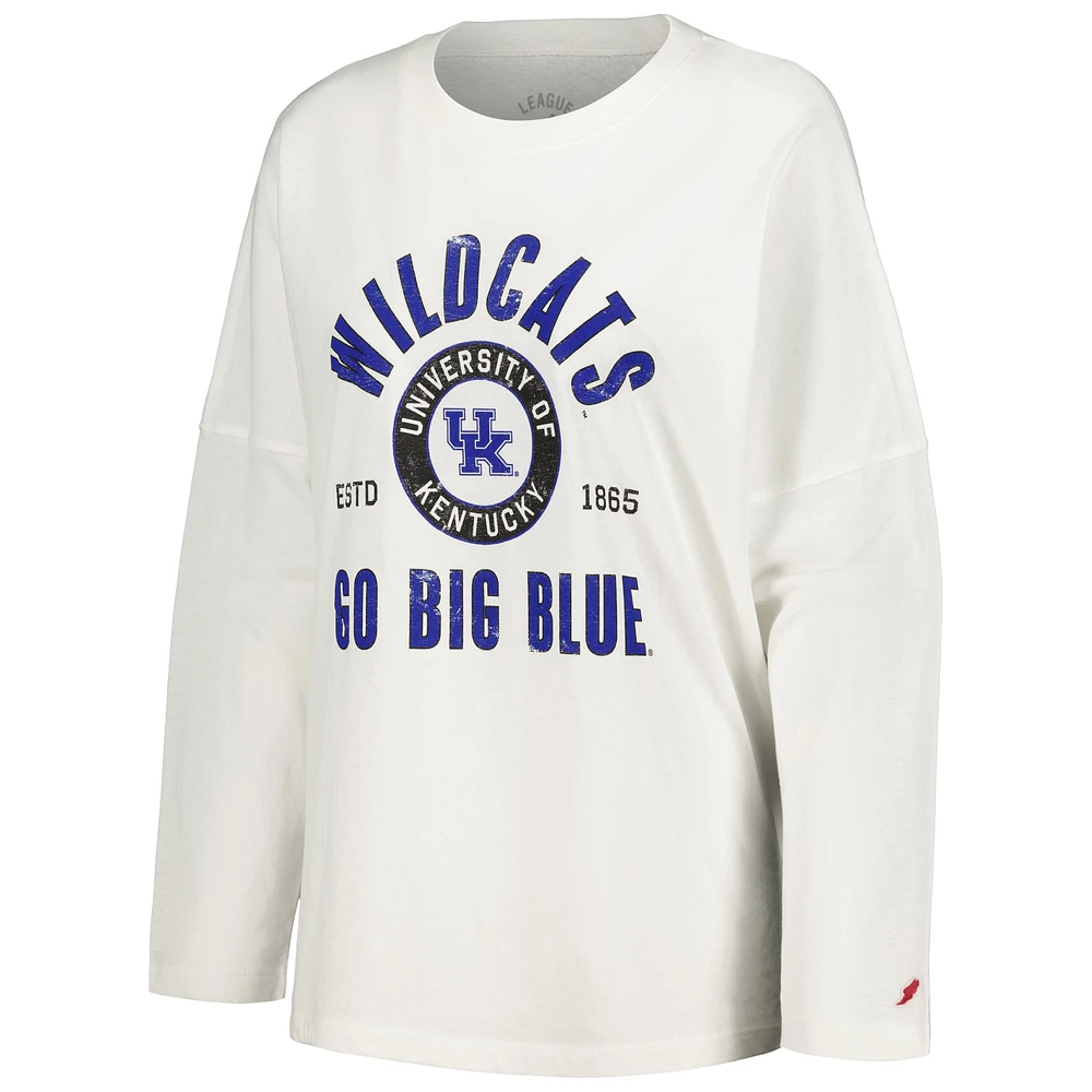 T-shirt à manches longues surdimensionné avec corde linge Kentucky Wildcats de la ligue collégiale pour femmes, blanc