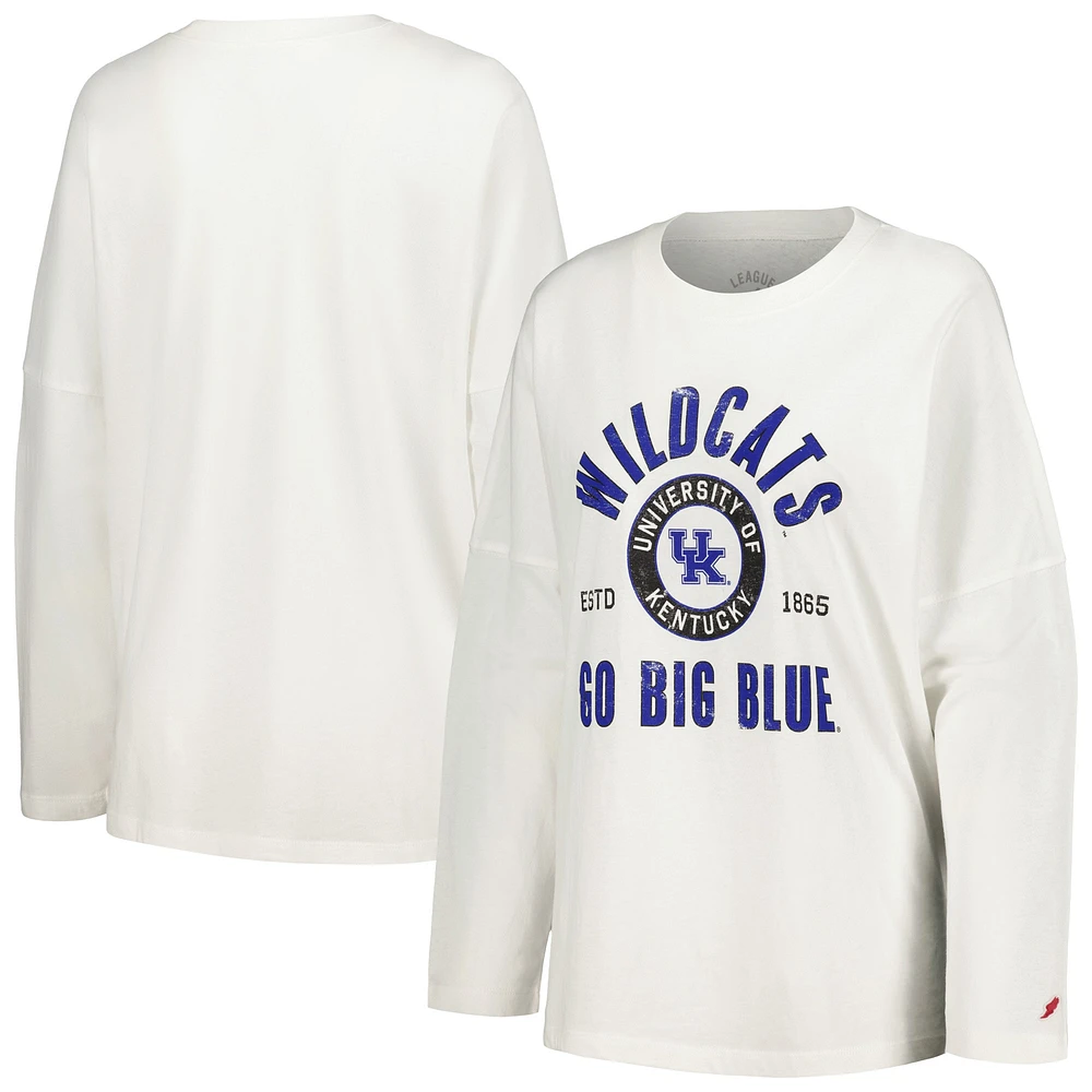 T-shirt à manches longues surdimensionné avec corde linge Kentucky Wildcats de la ligue collégiale pour femmes, blanc