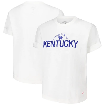 T-shirt blanc à revers roulés pour femme de la ligue universitaire Kentucky Wildcats