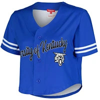 Chemise boutonnée courte à col en V Vault Royal Kentucky Wildcats de Mitchell & Ness pour femmes