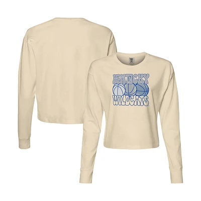 Women's Natural Kentucky Wildcats Comfort Colors Basketball Cropped Long Sleeve T-Shirt