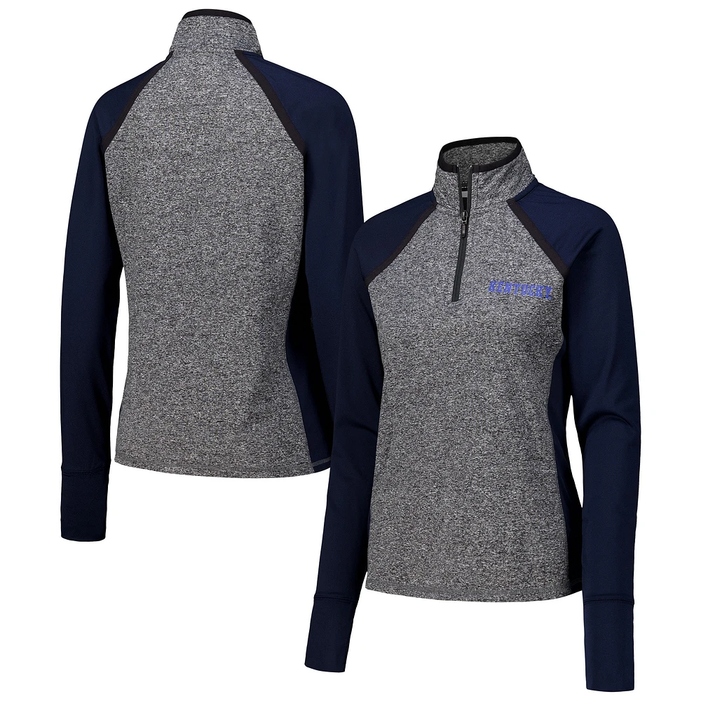 Veste à glissière quart de tour raglan bleu marine/gris chiné pour femme Kentucky Wildcats Finalist