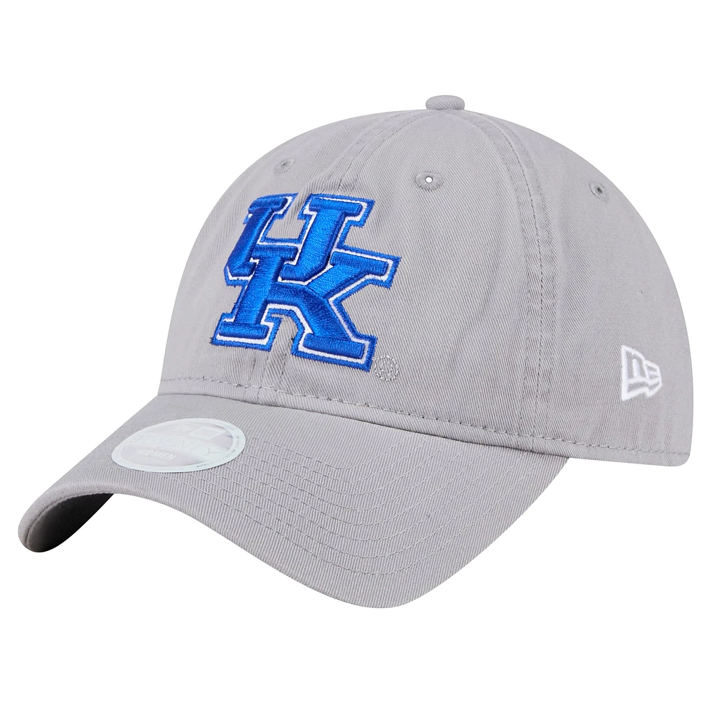 Casquette ajustable 9TWENTY pour femme avec logo Kentucky Wildcats de New Era gris