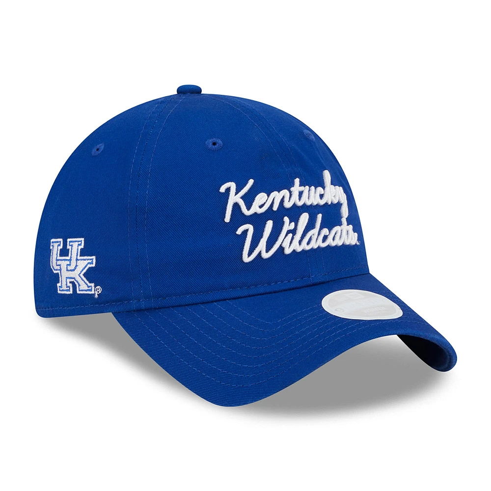 Casquette réglable New Era Royal Kentucky Wildcats Script 9TWENTY pour femme