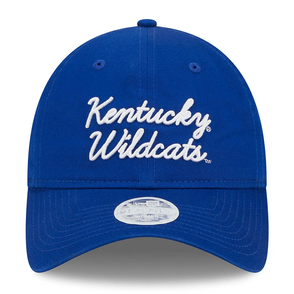 Casquette réglable New Era Royal Kentucky Wildcats Script 9TWENTY pour femme