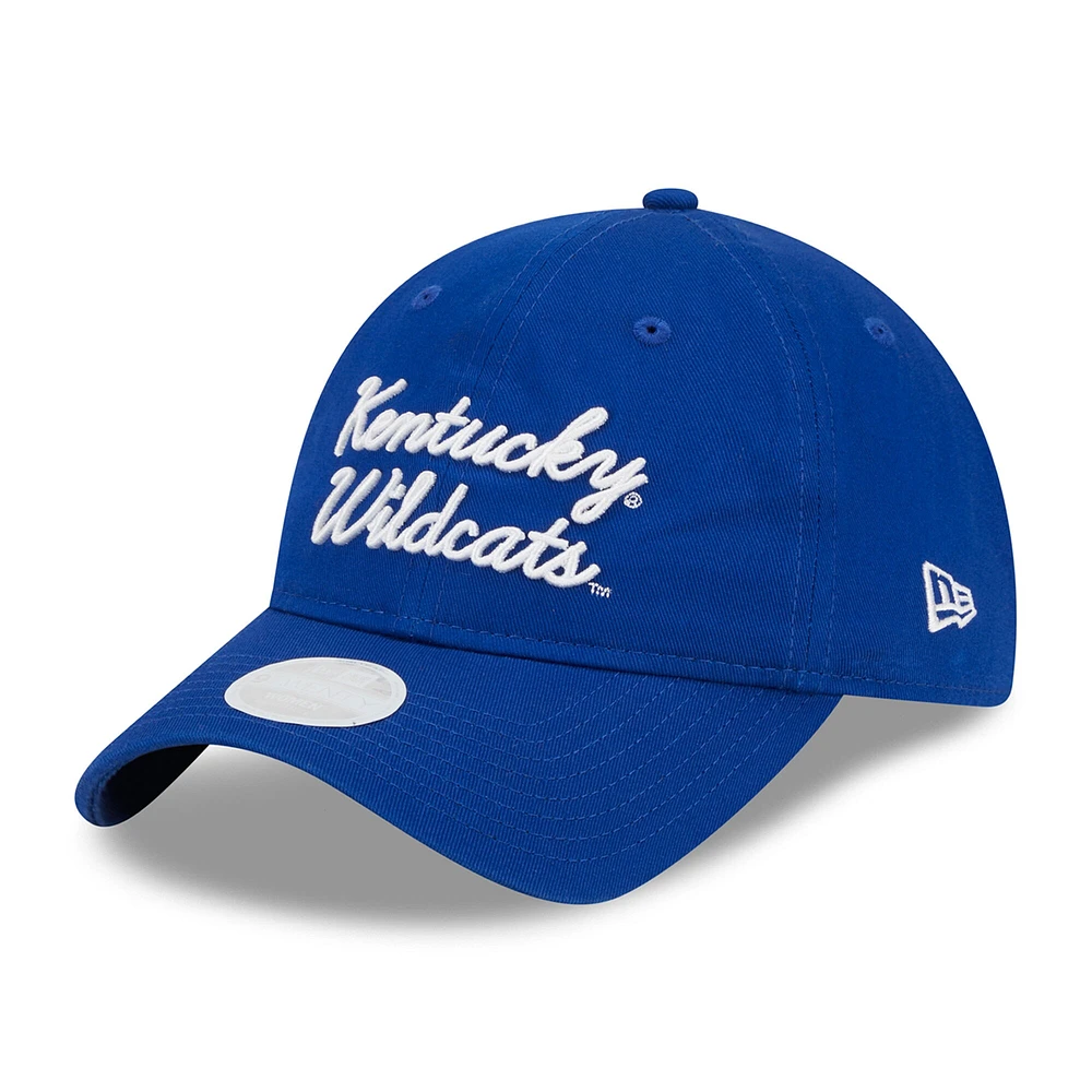 Casquette réglable New Era Royal Kentucky Wildcats Script 9TWENTY pour femme