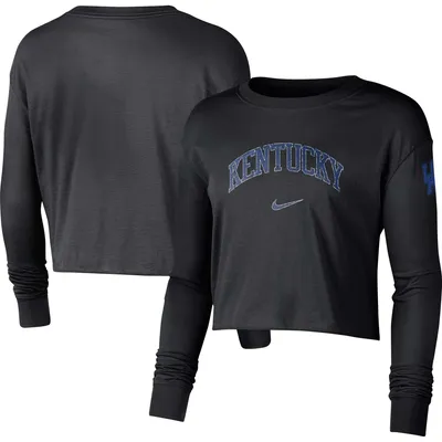 Kentucky Wildcats Nike Women's 2-Hit Cropped Long Sleeve Logo T-Shirt - Black