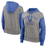 Women's Nike Heather Gray/Royal Kentucky Wildcats Blitz Color Block Legacy Pullover Hoodie