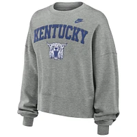 Sweat-shirt en molleton surdimensionné à col rond et manches longues pour femme Nike Kentucky Wildcats Legacy Fleece Classic Arch Heather Grey