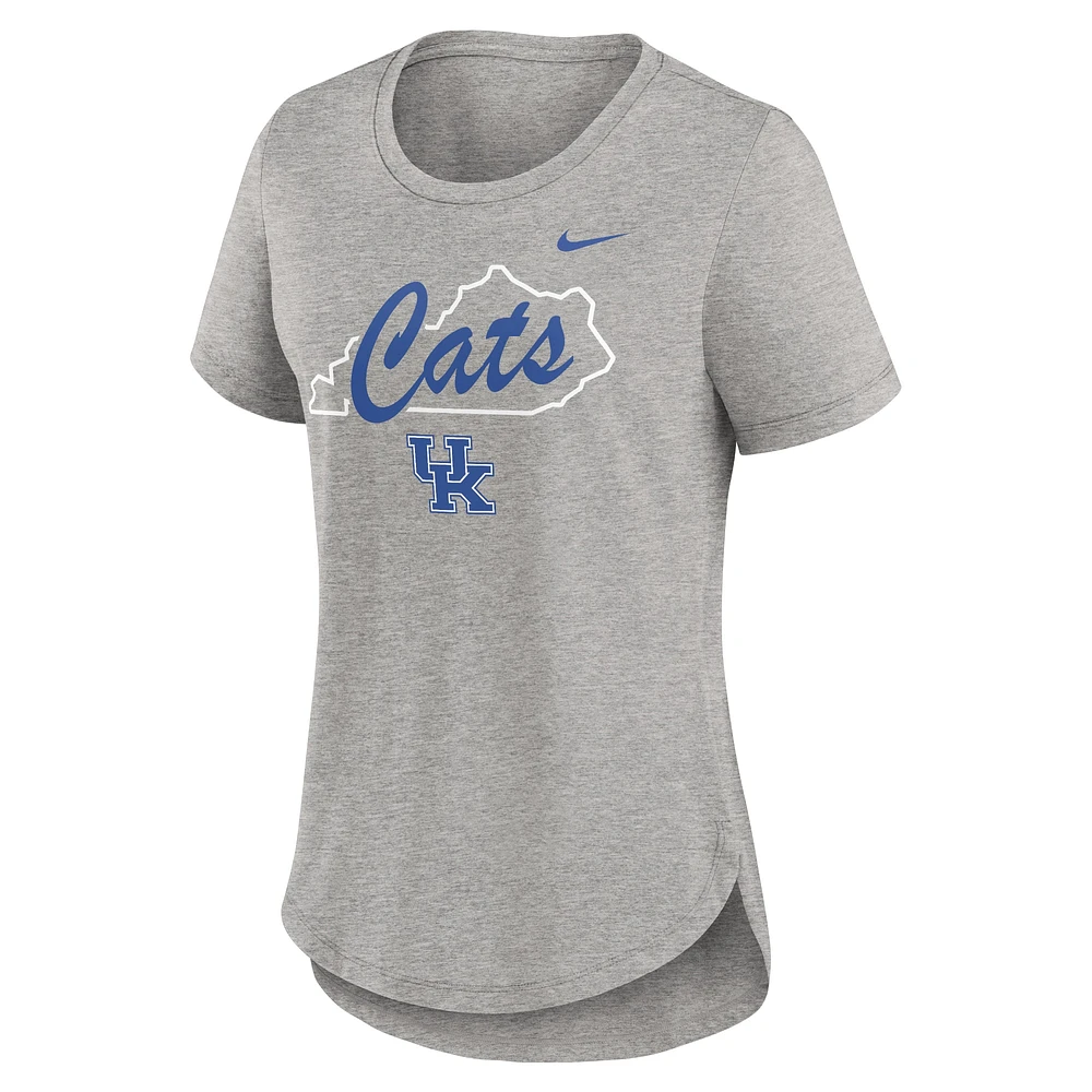 T-shirt Nike Heather Grey Kentucky Wildcats Local Campus Location Mantra Tri-Blend pour femme